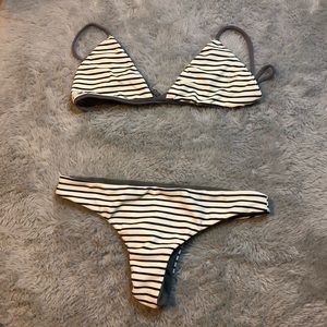 issa de mar sademaront striped double sided Swimsuit Bikini Set Olive  small